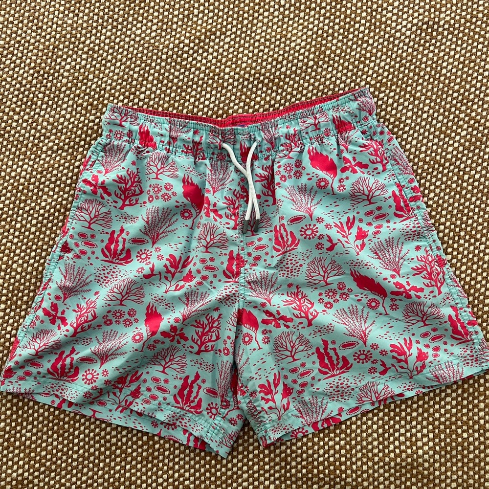 Men's Red and Blue Swim Board Shorts